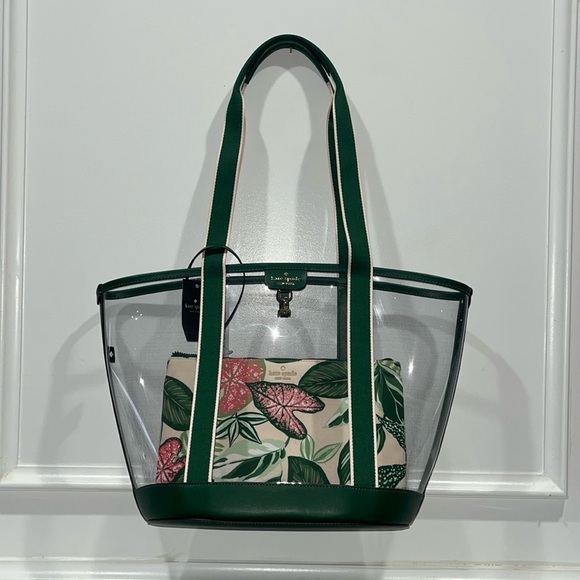 ♠️kate spade Clare See Through Fern Foliage Tote, Green NWT - Picture 7 of 15